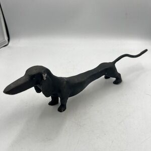 Vintage Cast Iron Dachshund Doorstop Figurine Wiener Dog Folk Art 15 Inch Long